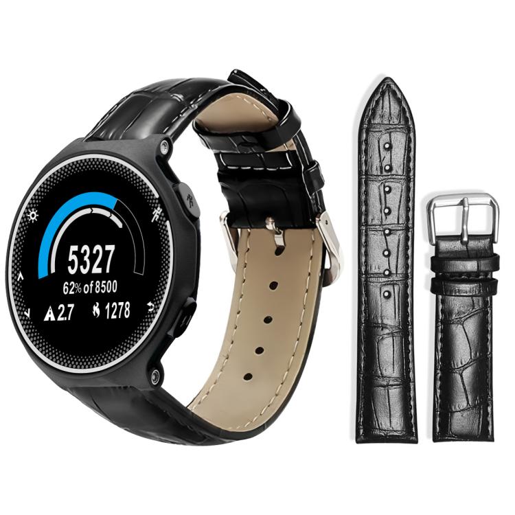 Cinturino per orologio in pelle con fibbia ad ardiglione e texture di bambù xDfind, For Garmin Forerunner 220/735/735XT/230/235 20mm, For Garmin Forerunner 35/30/35j 20mm
