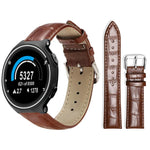 Cinturino per orologio in pelle con fibbia ad ardiglione e texture di bambù xDfind, For Garmin Forerunner 220/735/735XT/230/235 20mm, For Garmin Forerunner 35/30/35j 20mm