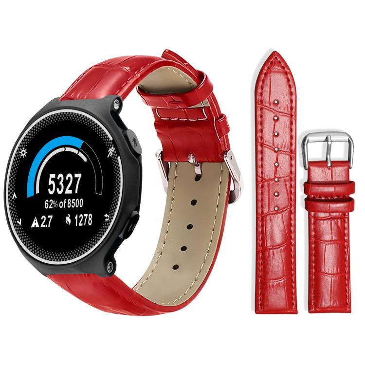 Cinturino per orologio in pelle con fibbia ad ardiglione e texture di bambù xDfind, For Garmin Forerunner 220/735/735XT/230/235 20mm, For Garmin Forerunner 35/30/35j 20mm
