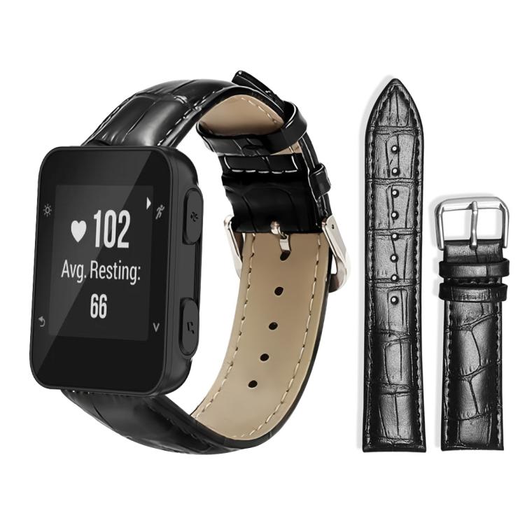 Cinturino per orologio in pelle con fibbia ad ardiglione e texture di bambù xDfind, For Garmin Forerunner 220/735/735XT/230/235 20mm, For Garmin Forerunner 35/30/35j 20mm
