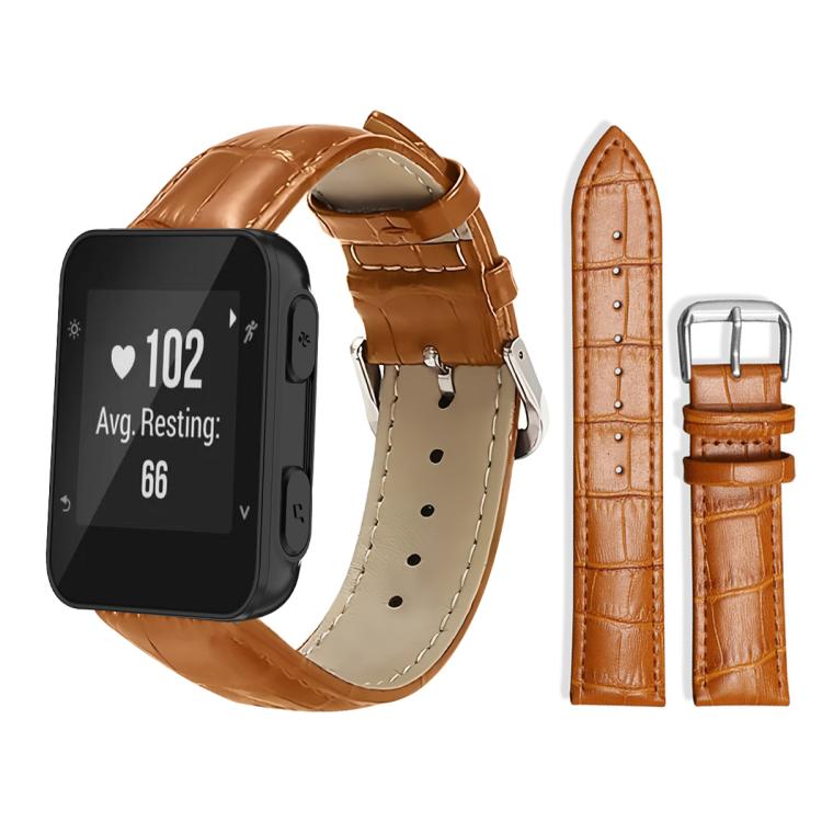 Cinturino per orologio in pelle con fibbia ad ardiglione e texture di bambù xDfind, For Garmin Forerunner 220/735/735XT/230/235 20mm, For Garmin Forerunner 35/30/35j 20mm