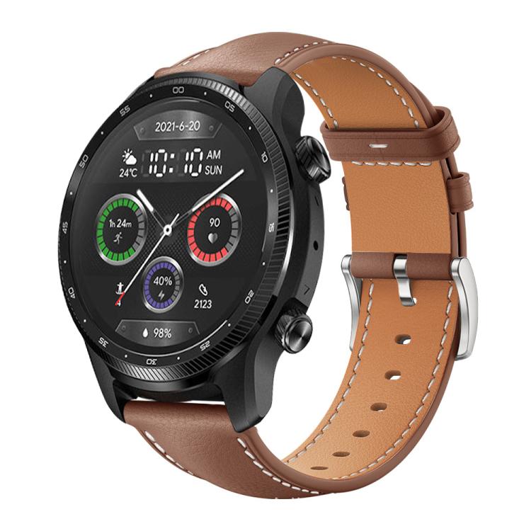 Cinturino per orologio xDfind Flat Head Black Shark in pelle a grana fine, 20mm For Ticwatch GTH / E3 / E / 2, 22mm For Ticwatch Pro X / Pro3 / Pro / GTX / E2