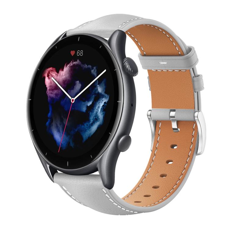 Cinturino per orologio xDfind Flat Head Black Shark in pelle a grana fine, 22mm For Amazfit GTR 4/3/3 Pro/Bip6/Bip5, 20mm For Amazfit GTS4 mini/GTS3/2/2E