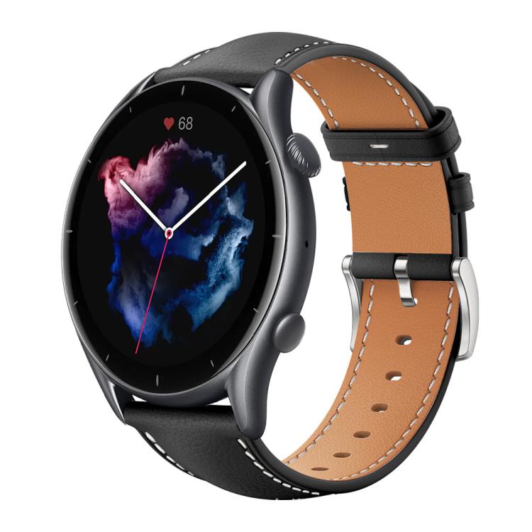 Cinturino per orologio xDfind Flat Head Black Shark in pelle a grana fine, 22mm For Amazfit GTR 4/3/3 Pro/Bip6/Bip5, 20mm For Amazfit GTS4 mini/GTS3/2/2E