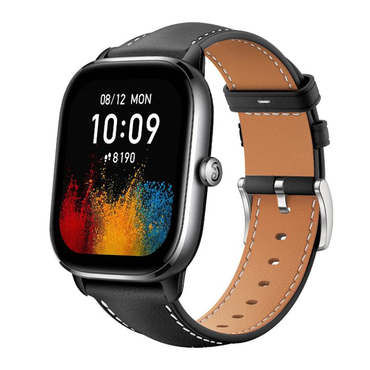 Cinturino per orologio xDfind Flat Head Black Shark in pelle a grana fine, 22mm For Amazfit GTR 4/3/3 Pro/Bip6/Bip5, 20mm For Amazfit GTS4 mini/GTS3/2/2E