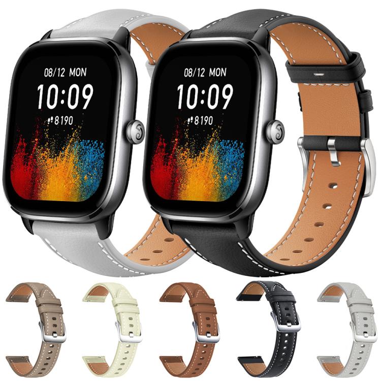 Cinturino per orologio xDfind Flat Head Black Shark in pelle a grana fine, 22mm For Amazfit GTR 4/3/3 Pro/Bip6/Bip5, 20mm For Amazfit GTS4 mini/GTS3/2/2E