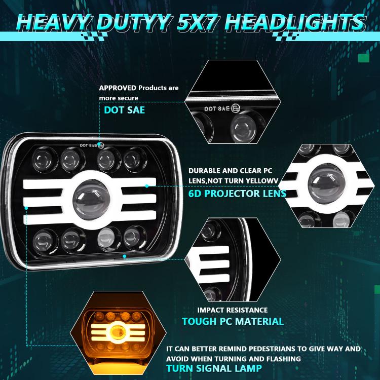 Faro anteriore modificato quadrato Y19 H4 da 7 pollici in stile Sun per Jeep Wrangler, Y19