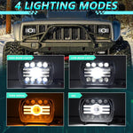 Faro anteriore modificato quadrato Y19 H4 da 7 pollici in stile Sun per Jeep Wrangler, Y19