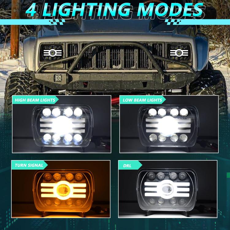 Faro anteriore modificato quadrato Y19 H4 da 7 pollici in stile Sun per Jeep Wrangler, Y19