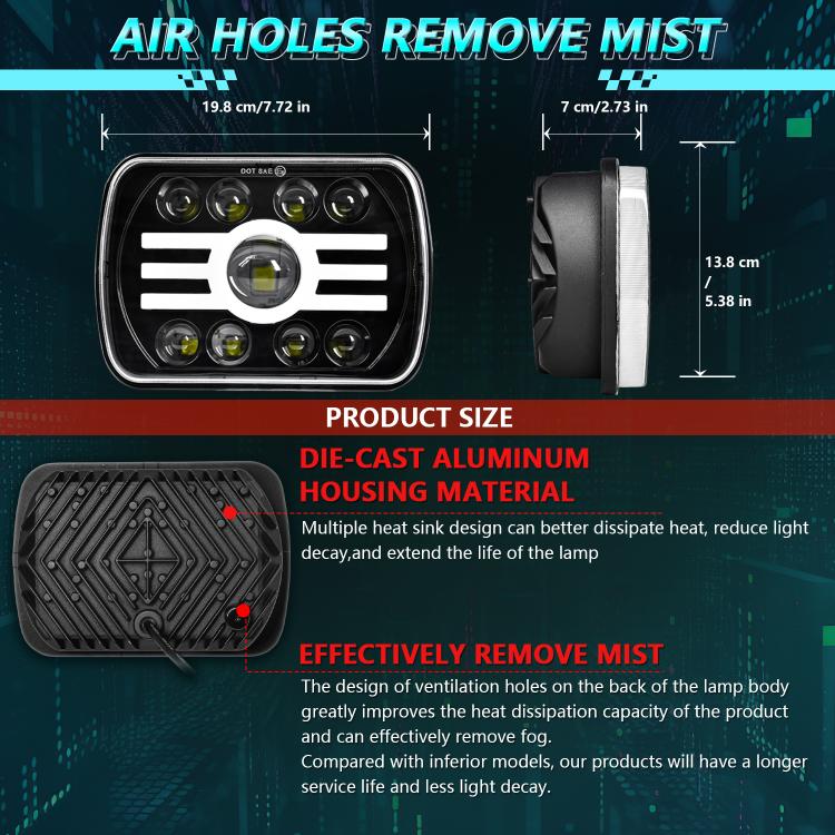 Faro anteriore modificato quadrato Y19 H4 da 7 pollici in stile Sun per Jeep Wrangler, Y19
