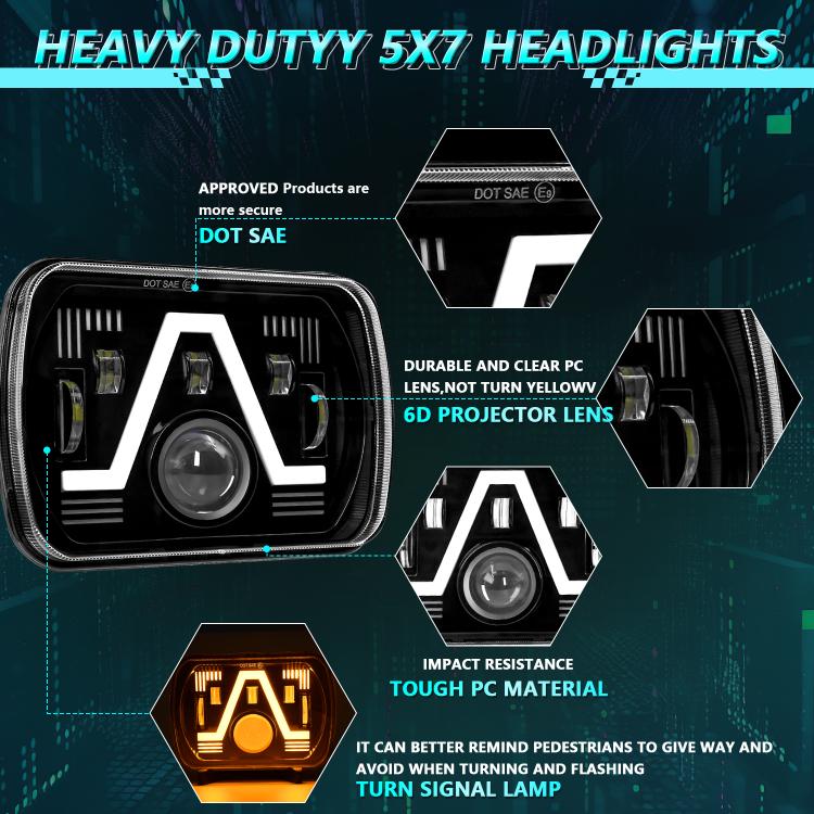 Faro anteriore modificato quadrato a V da 7 pollici Y24 H4 per Jeep Wrangler, Y24