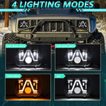 Faro anteriore modificato quadrato a V da 7 pollici Y24 H4 per Jeep Wrangler, Y24