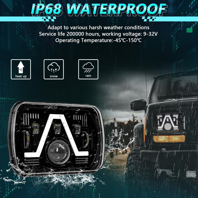 Faro anteriore modificato quadrato a V da 7 pollici Y24 H4 per Jeep Wrangler, Y24