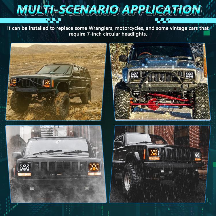 Faro anteriore modificato quadrato a V da 7 pollici Y24 H4 per Jeep Wrangler, Y24