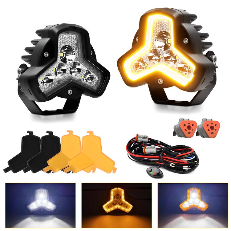 Fari da lavoro LED triangolari 80W con cavo per auto