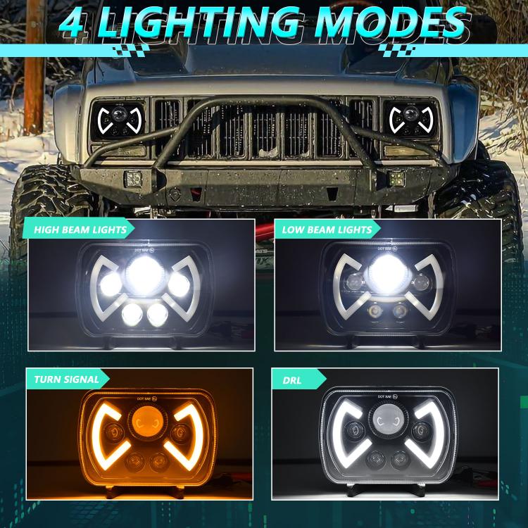 Faro anteriore modificato quadrato a farfalla da 7 pollici Y22 H4 per Jeep Wrangler, Y22