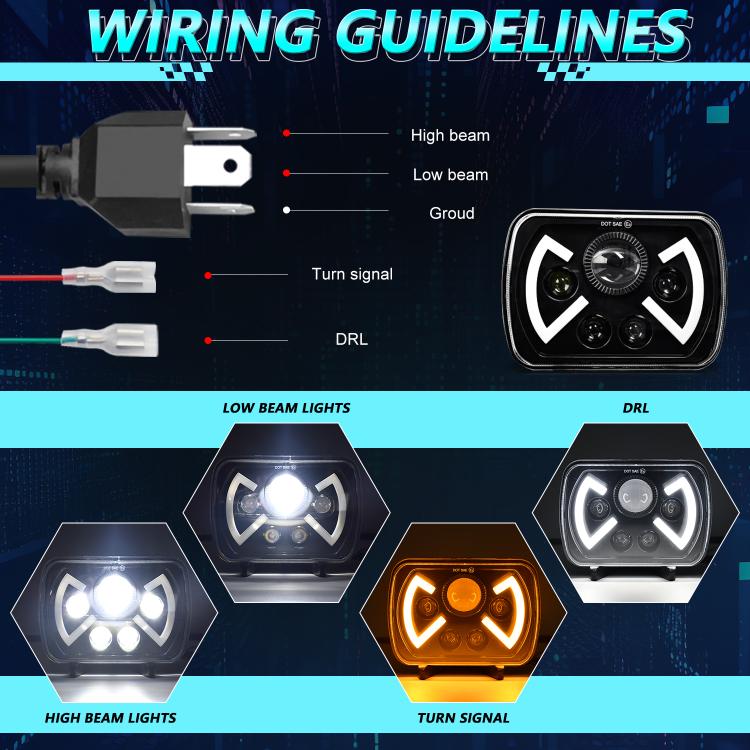 Faro anteriore modificato quadrato a farfalla da 7 pollici Y22 H4 per Jeep Wrangler, Y22