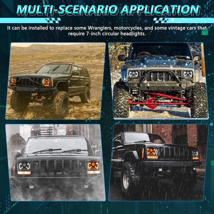Faro anteriore modificato quadrato a farfalla da 7 pollici Y22 H4 per Jeep Wrangler, Y22