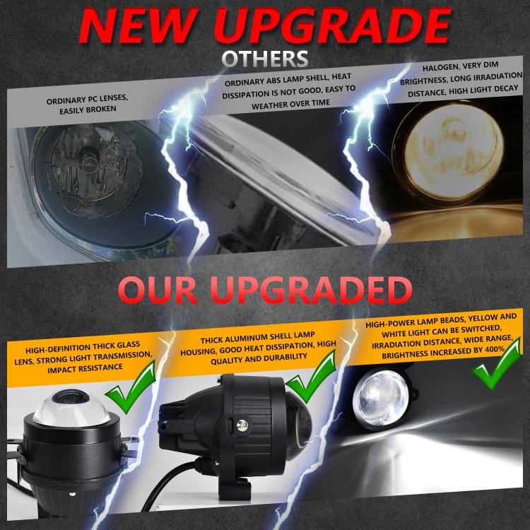 T10 Confezione da 2 pezzi Faro fendinebbia a doppia lente ad alta potenza da 55 W e 3 pollici, supporto doppio universale, T10
