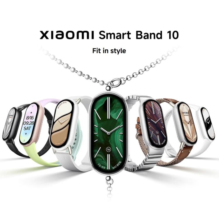 Smart Band 10 originale Xiaomi, schermo AMOLED da 1,72 pollici, impermeabile fino a 5 ATM, supporta il monitoraggio dell'ossigeno nel sangue e della frequenza cardiaca., Smart Band 10 Black, Smart Band 10 Silver, Smart Band 10 Pink Gold