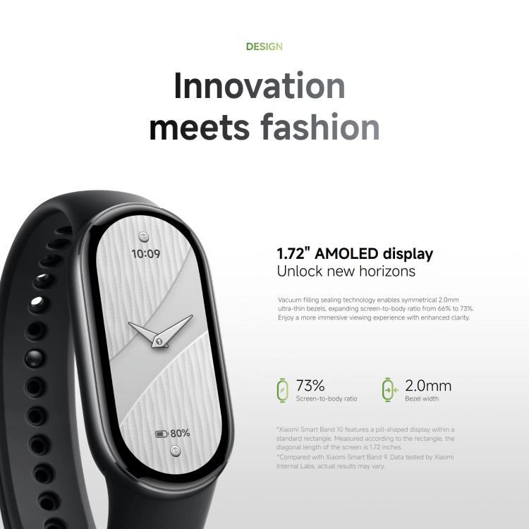 Smart Band 10 originale Xiaomi, schermo AMOLED da 1,72 pollici, impermeabile fino a 5 ATM, supporta il monitoraggio dell'ossigeno nel sangue e della frequenza cardiaca., Smart Band 10 Black, Smart Band 10 Silver, Smart Band 10 Pink Gold