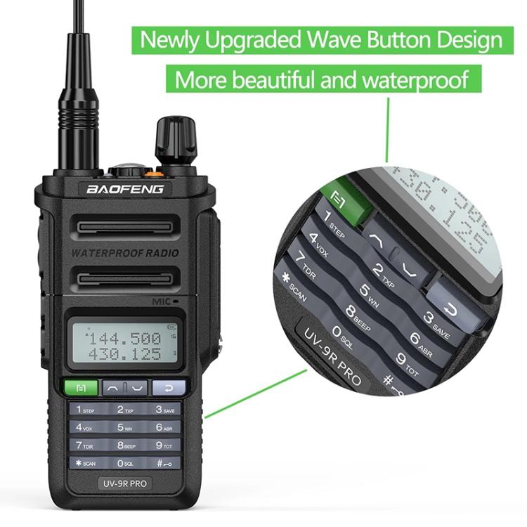Baofeng UV-9R PRO Walkie Talkie analogico portatile con schermo LCD a matrice di punti, grado di protezione IP57., EU Plug, US Plug
