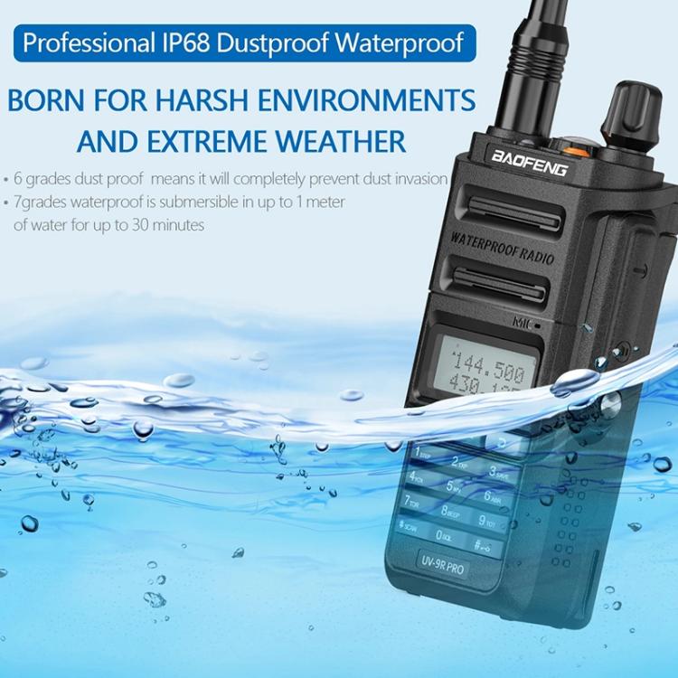 Baofeng UV-9R PRO Walkie Talkie analogico portatile con schermo LCD a matrice di punti, grado di protezione IP57., EU Plug, US Plug