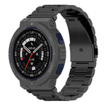 Cinturino per orologio in lega di titanio con fibbia piatta a tre perline., For Huami Amazfit T-REX 3 A2322, For Huami Amazfit Active Edge A2212 / A2213, For Huami Amazfit T-Rex 2, For Huami Amazfit T-Rex Pro A1918