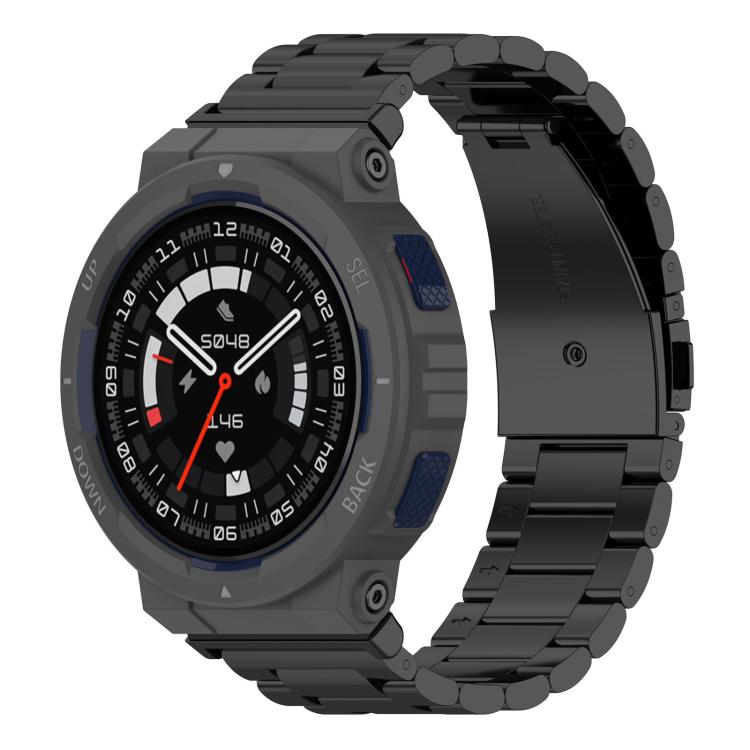 Cinturino per orologio in lega di titanio con fibbia piatta a tre perline., For Huami Amazfit T-REX 3 A2322, For Huami Amazfit Active Edge A2212 / A2213, For Huami Amazfit T-Rex 2, For Huami Amazfit T-Rex Pro A1918