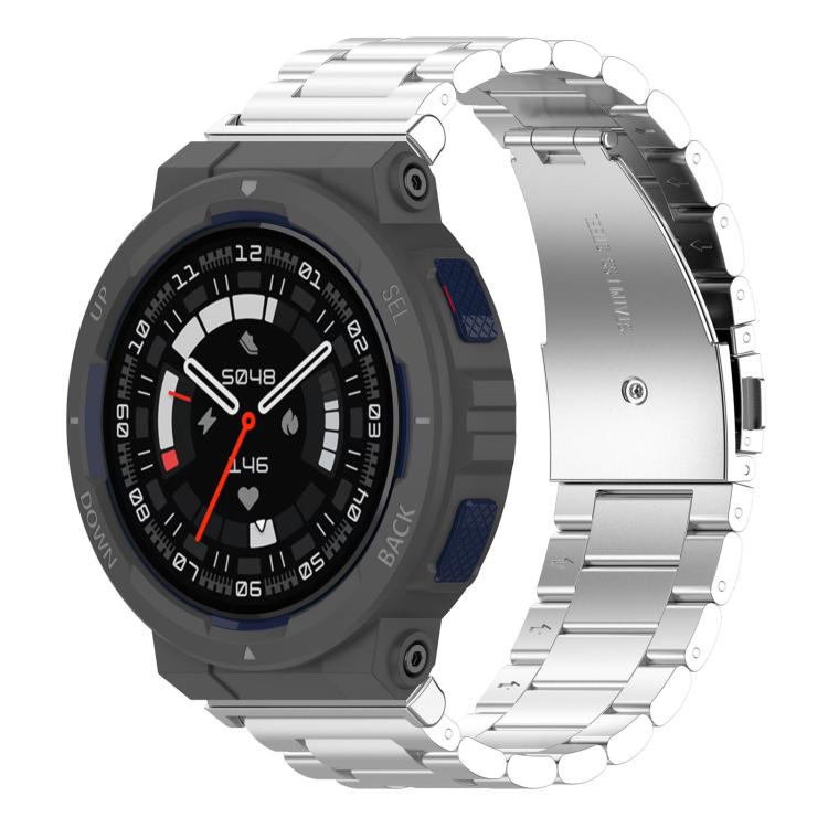 Cinturino per orologio in lega di titanio con fibbia piatta a tre perline., For Huami Amazfit T-REX 3 A2322, For Huami Amazfit Active Edge A2212 / A2213, For Huami Amazfit T-Rex 2, For Huami Amazfit T-Rex Pro A1918