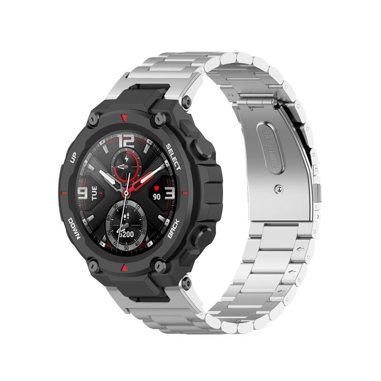 Cinturino per orologio in lega di titanio con fibbia piatta a tre perline., For Huami Amazfit T-REX 3 A2322, For Huami Amazfit Active Edge A2212 / A2213, For Huami Amazfit T-Rex 2, For Huami Amazfit T-Rex Pro A1918