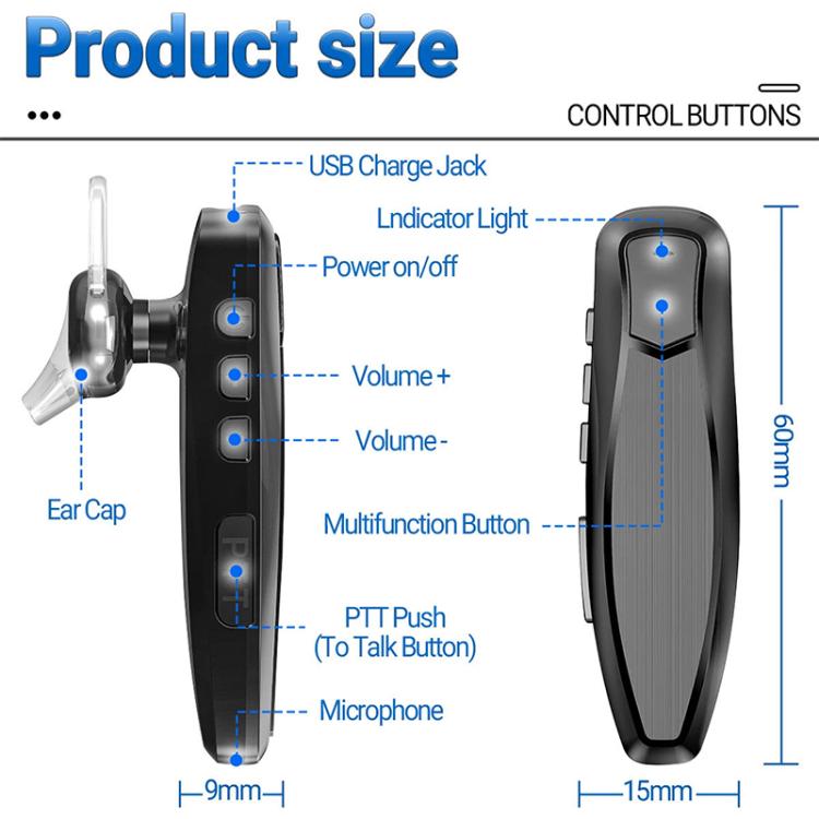 Auricolare Bluetooth wireless per walkie-talkie Baofeng UV5R
