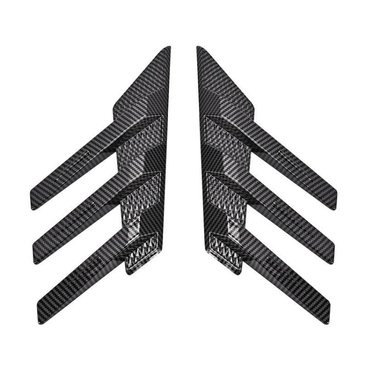 1 paio di adesivi decorativi a forma di pinna di squalo per la bocchetta dell'aria del lunotto posteriore dell'auto., Carbon Pattern, Bright Black