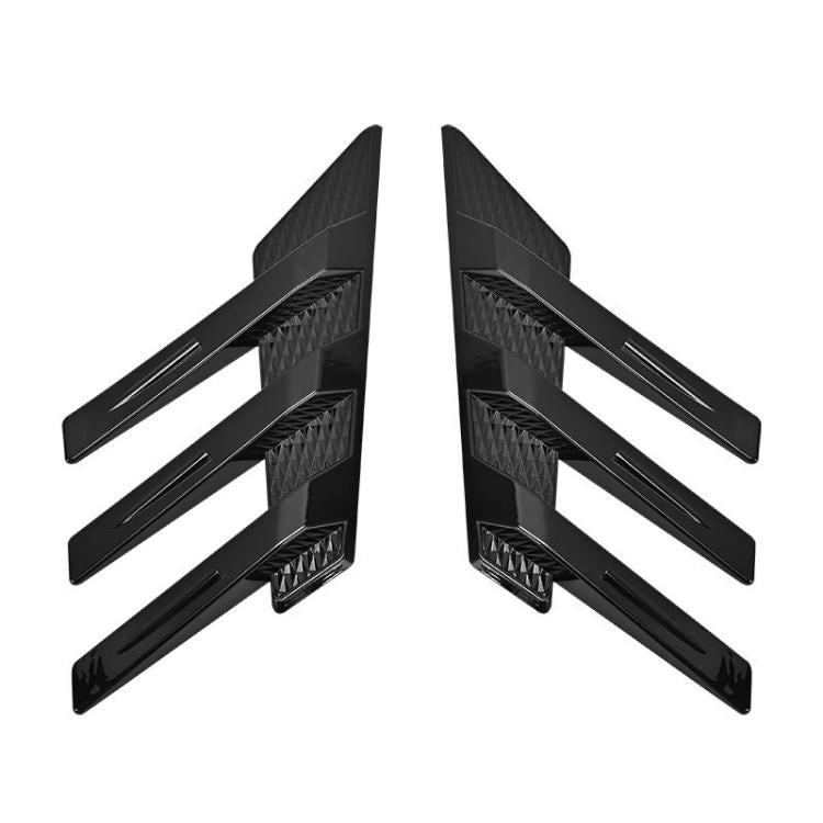 1 paio di adesivi decorativi a forma di pinna di squalo per la bocchetta dell'aria del lunotto posteriore dell'auto., Carbon Pattern, Bright Black