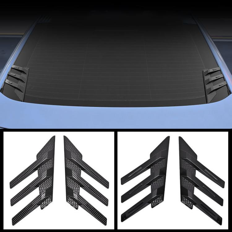 1 paio di adesivi decorativi a forma di pinna di squalo per la bocchetta dell'aria del lunotto posteriore dell'auto., Carbon Pattern, Bright Black
