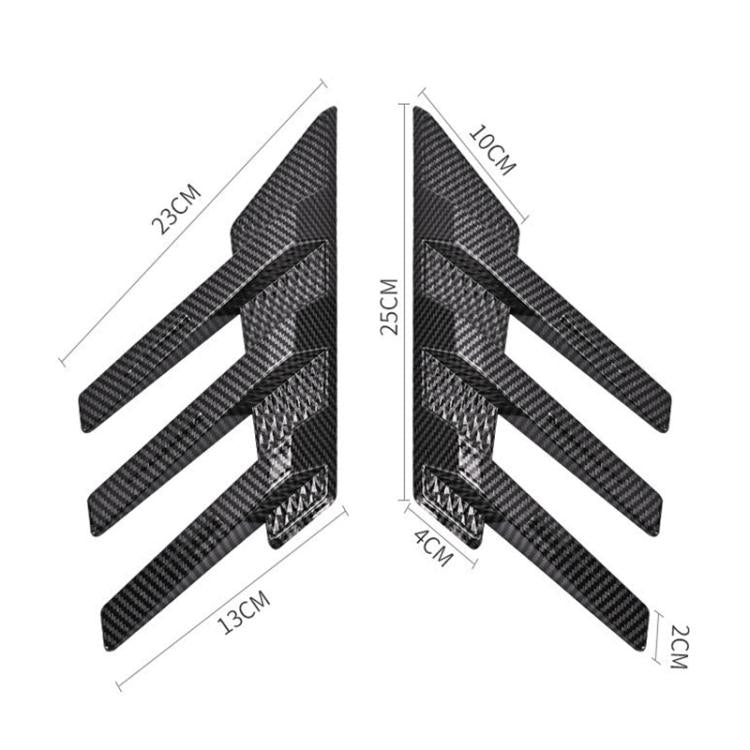 1 paio di adesivi decorativi a forma di pinna di squalo per la bocchetta dell'aria del lunotto posteriore dell'auto., Carbon Pattern, Bright Black
