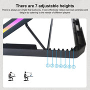 NUOXI YL-018 5-Core Fans Ultra-quiet Laptop Cooler RGB Light Cooling Holder, YL-018