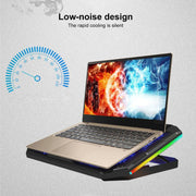NUOXI YL-018 5-Core Fans Ultra-quiet Laptop Cooler RGB Light Cooling Holder, YL-018