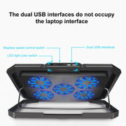 NUOXI YL-018 5-Core Fans Ultra-quiet Laptop Cooler RGB Light Cooling Holder, YL-018