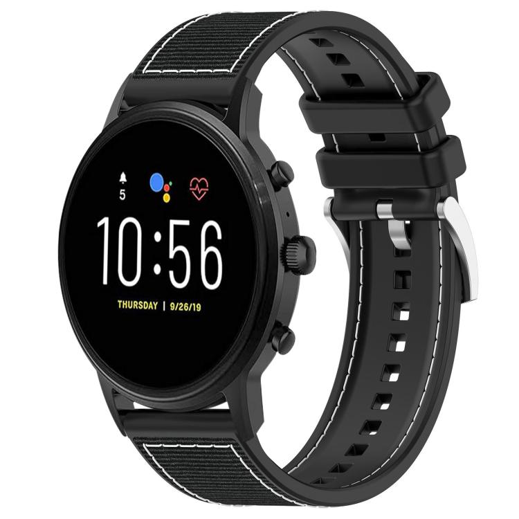 Cinturino per orologio xDfind ibrido in nylon intrecciato e silicone, 22mm For Fossil Gen 5 Carlyle / Julianna