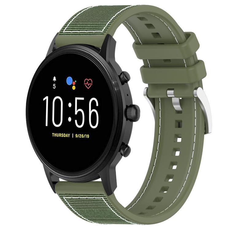 Cinturino per orologio xDfind ibrido in nylon intrecciato e silicone, 22mm For Fossil Gen 5 Carlyle / Julianna