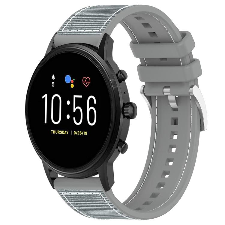 Cinturino per orologio xDfind ibrido in nylon intrecciato e silicone, 22mm For Fossil Gen 5 Carlyle / Julianna