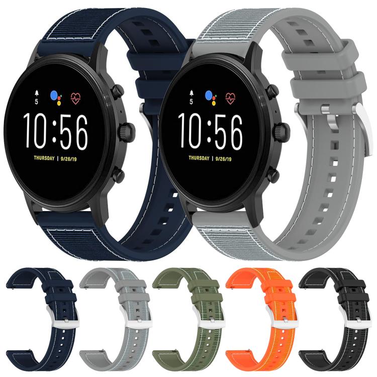 Cinturino per orologio xDfind ibrido in nylon intrecciato e silicone, 22mm For Fossil Gen 5 Carlyle / Julianna