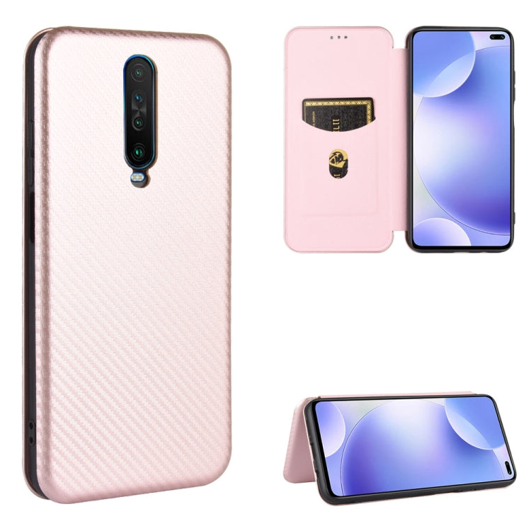 Struttura in fibra di carbonio Flip orizzontale magnetico Custodia in pelle TPU + PC + PU con slot per schede, For Xiaomi Redmi K30 Ultra