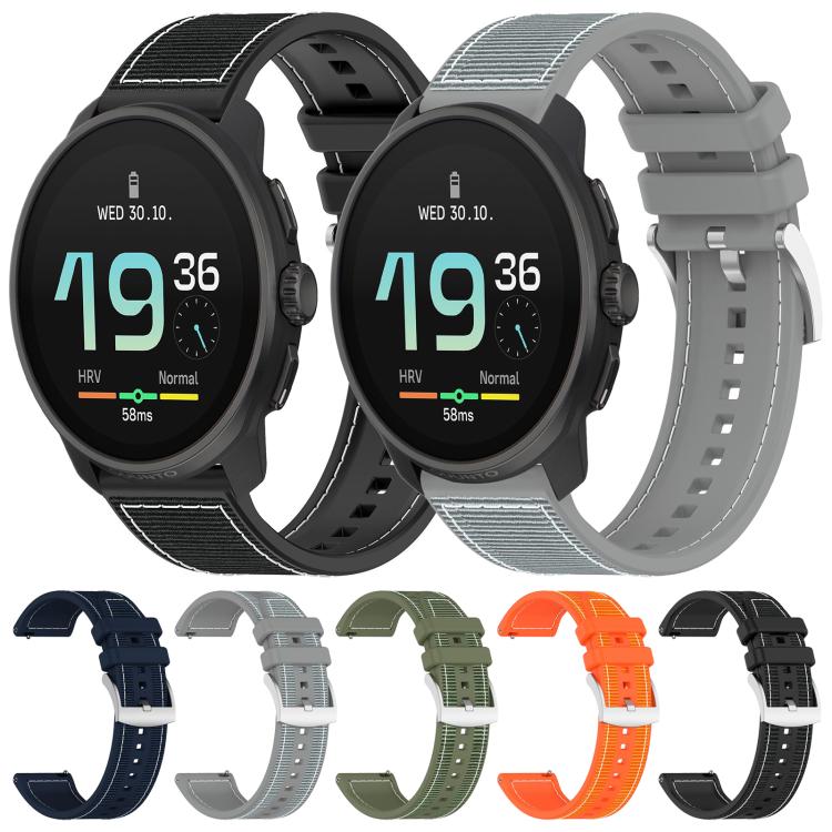 Cinturino per orologio xDfind ibrido in nylon intrecciato e silicone, 22mm For Suunto Race S / Race / 9 Peak