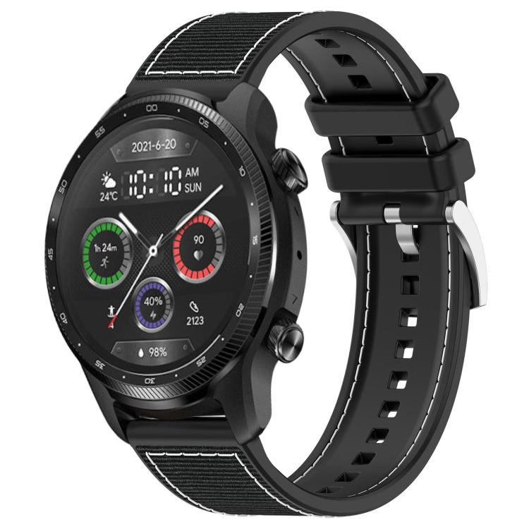 Cinturino per orologio xDfind ibrido in nylon intrecciato e silicone, 20mm For Ticwatch GTH / E3 / E / 2, 22mm For Ticwatch Pro X / Pro 3 / Pro