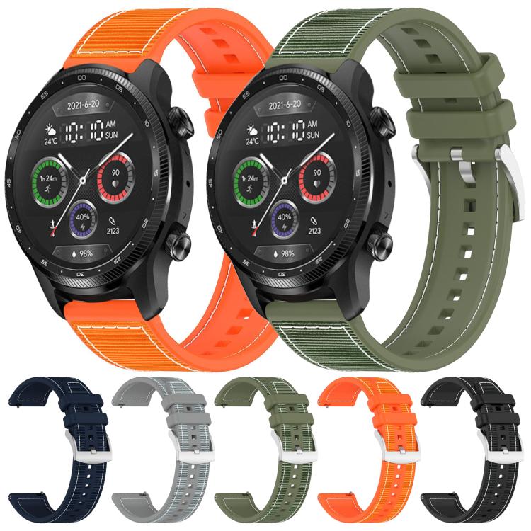 Cinturino per orologio xDfind ibrido in nylon intrecciato e silicone, 20mm For Ticwatch GTH / E3 / E / 2, 22mm For Ticwatch Pro X / Pro 3 / Pro