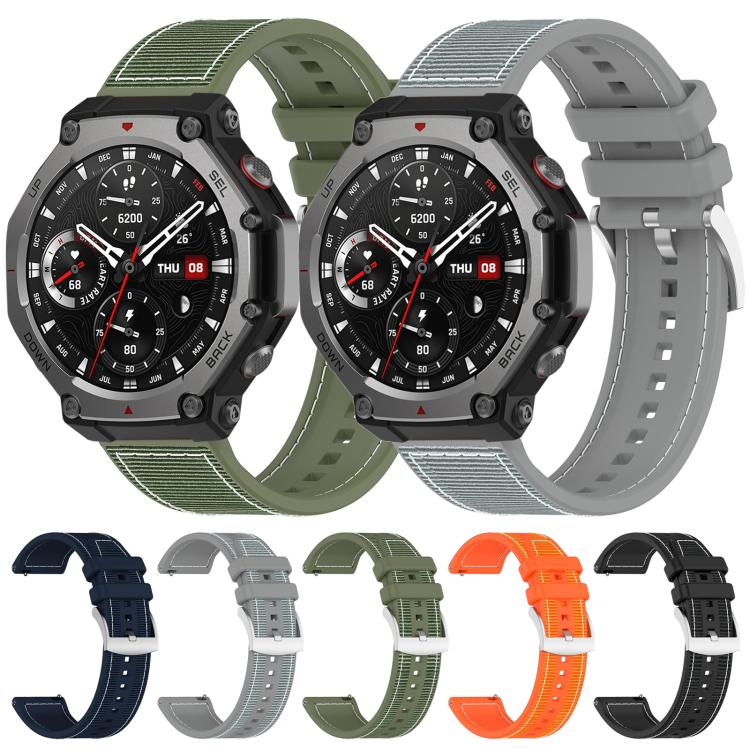Cinturino per orologio xDfind ibrido in nylon intrecciato e silicone, For Amazfit T-Rex 3 22mm