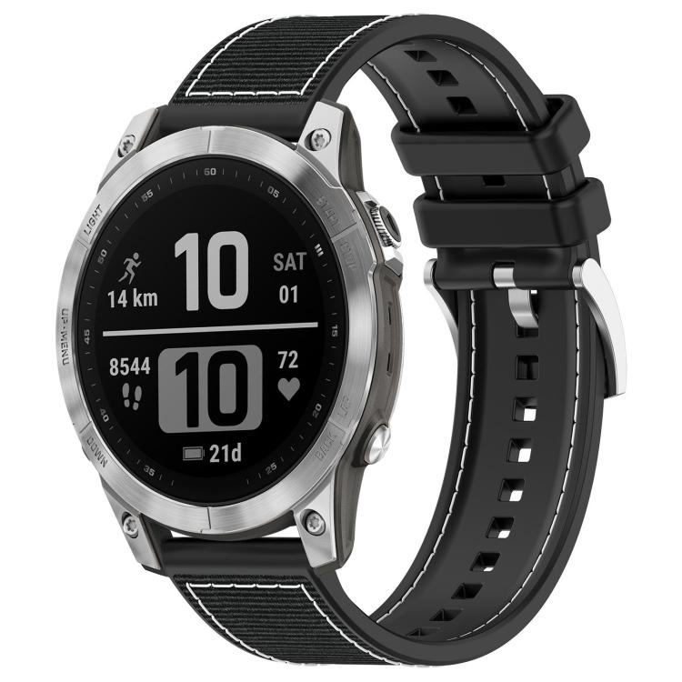 Cinturino per orologio xDfind ibrido in nylon intrecciato e silicone, For Garmin Fenix 8/7X/6X/5X 26mm, For Garmin Fenix 8/7/6/5 22mm, For Garmin Forerunner 220/235/735/735XT 20mm, For Garmin Forerunner 35/30/35J 20mm