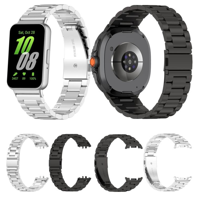 Cinturino per orologio in lega di titanio con fibbia piatta a tre perline., For Samsung Galaxy Watch8 / Watch8 Classic, For Samsung Galaxy Fit3 / SM-R390